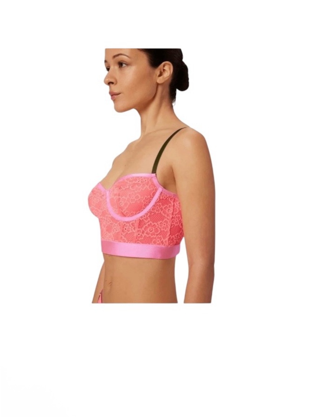 Parade neon pink lace bustier nylon bra size XL